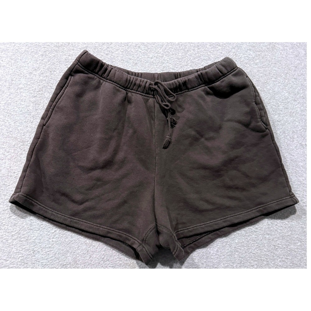 Elwood Mens Organic Cotton Sweat Shorts XXL Faded Charcoal/Brown Drawstring